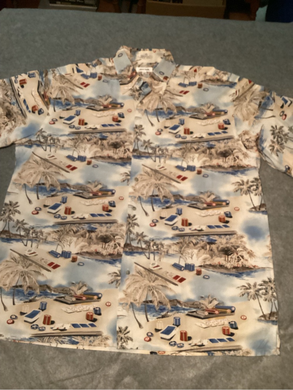 B13. Pierre Cardin Blue Beige Tropical/Casino Shirt